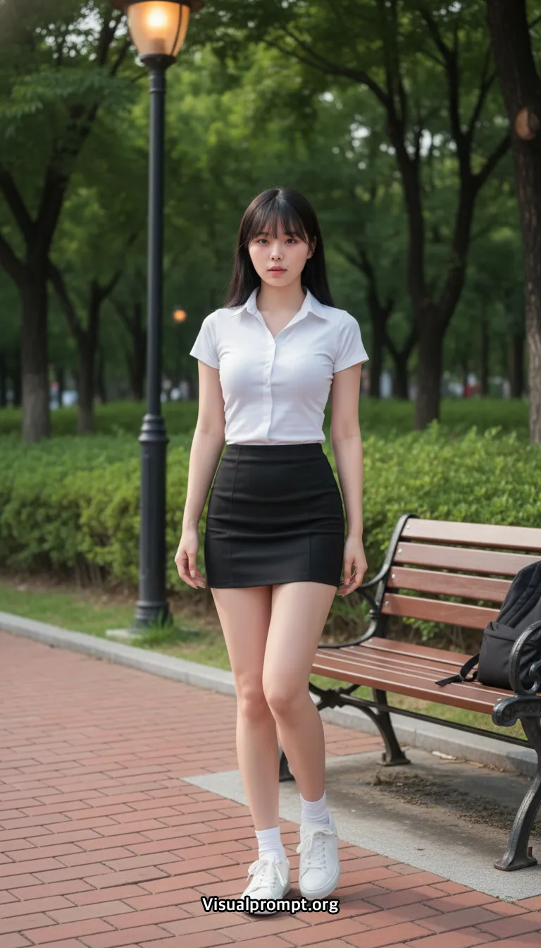 Uniform evening park bench snap shoot 31