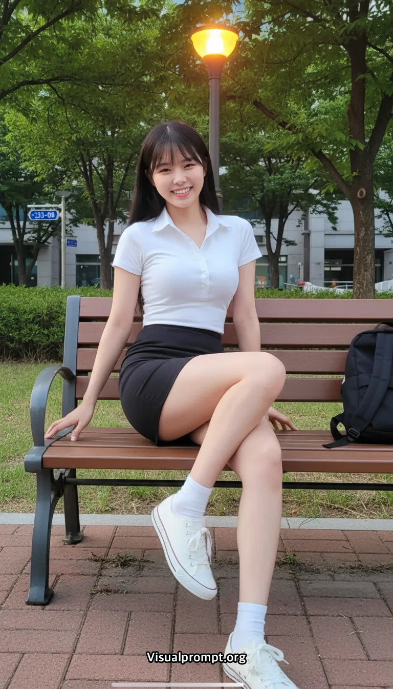 Uniform evening park bench snap shoot 33