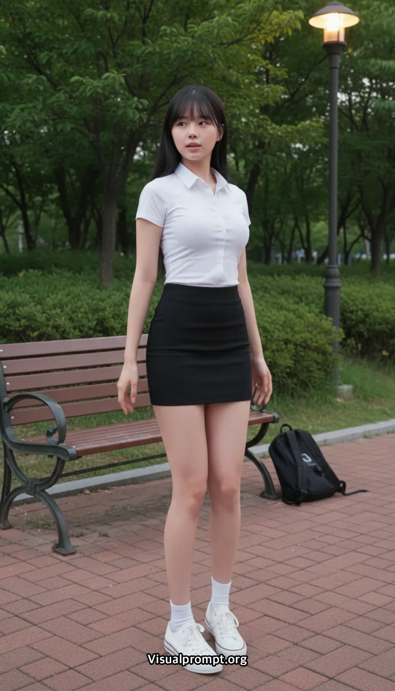 Uniform evening park bench snap shoot 39