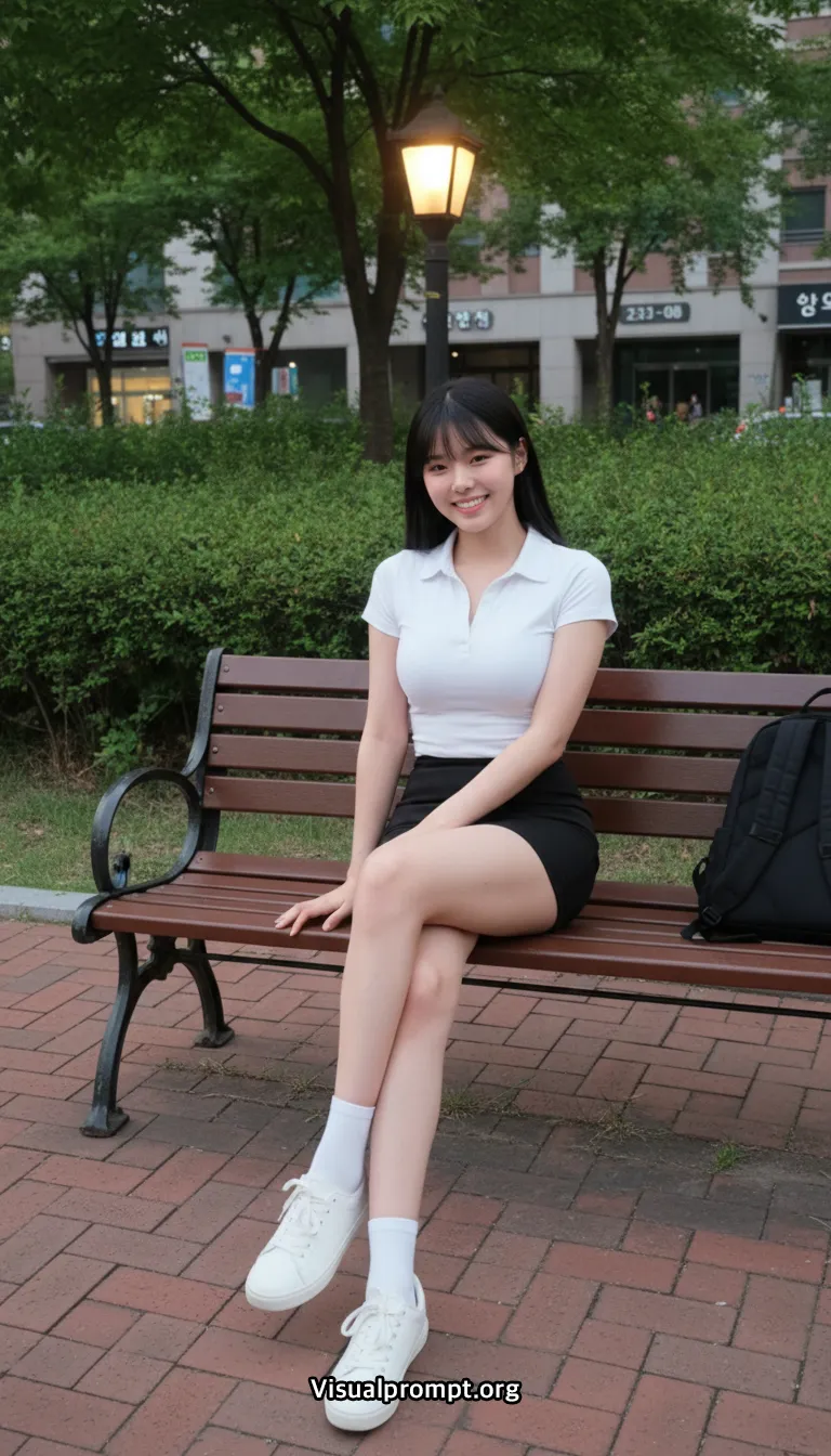 Uniform evening park bench snap shoot 5