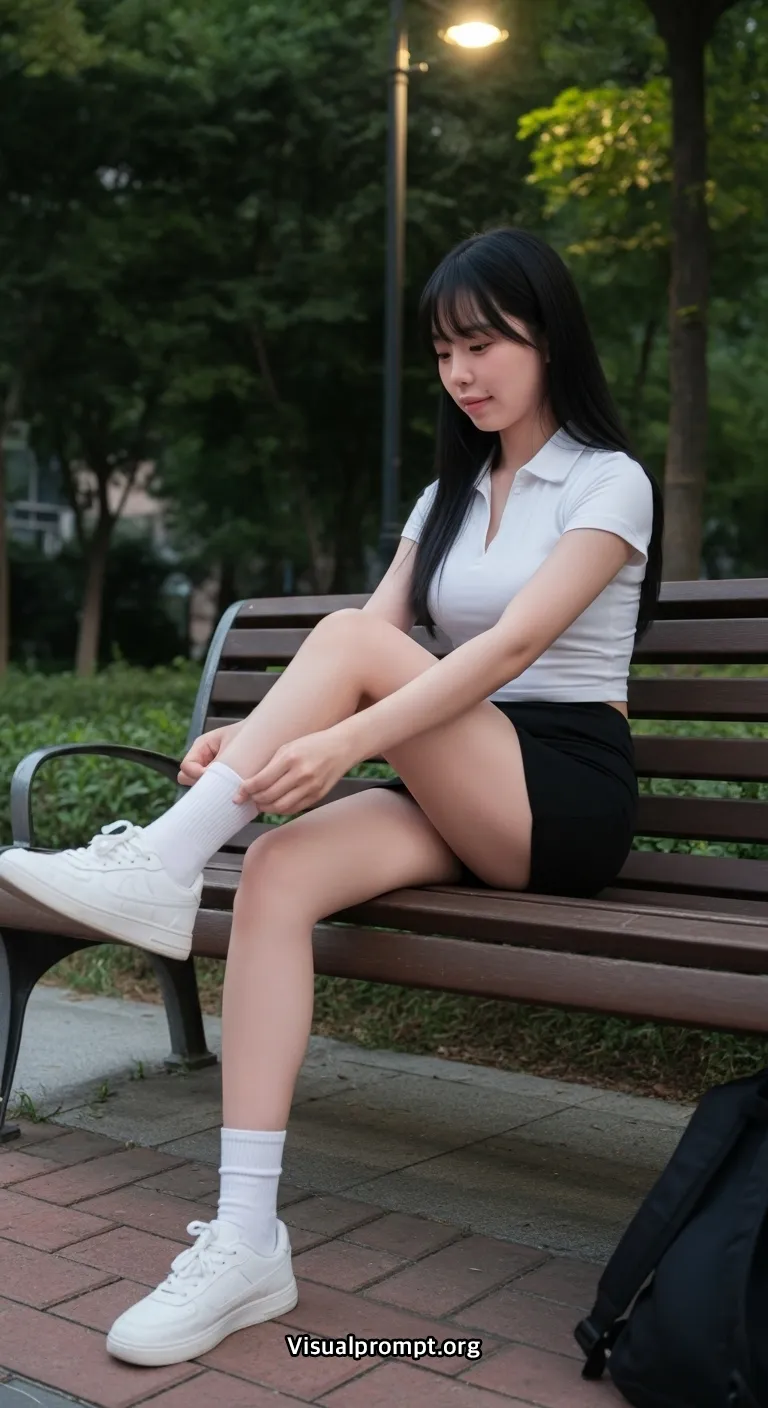 Uniform evening park bench snap shoot 6