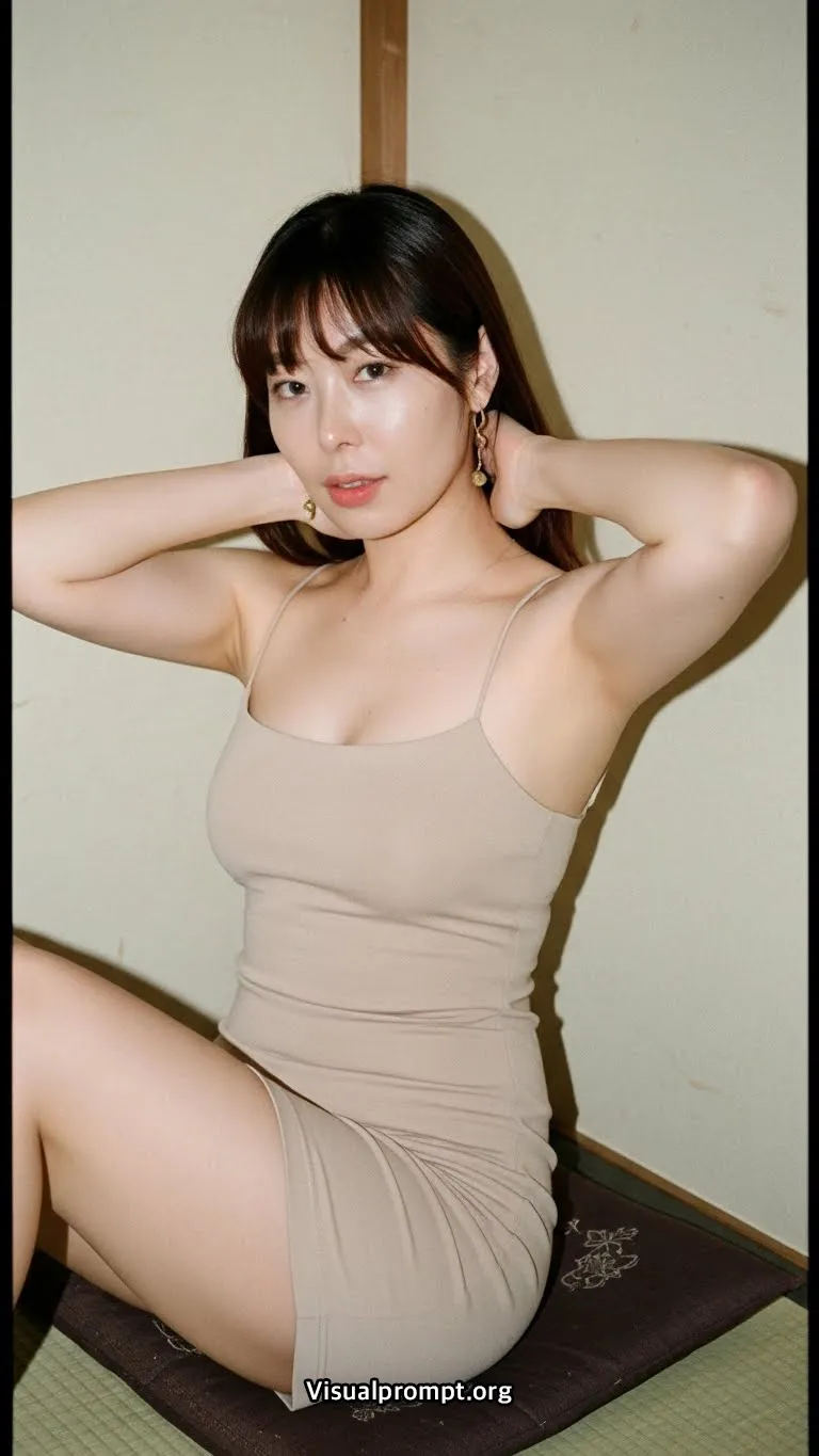 Beige mini dress zen izakaya interaction